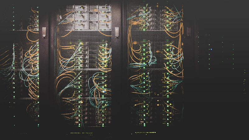 Serverkasten met netwerkbekabeling.